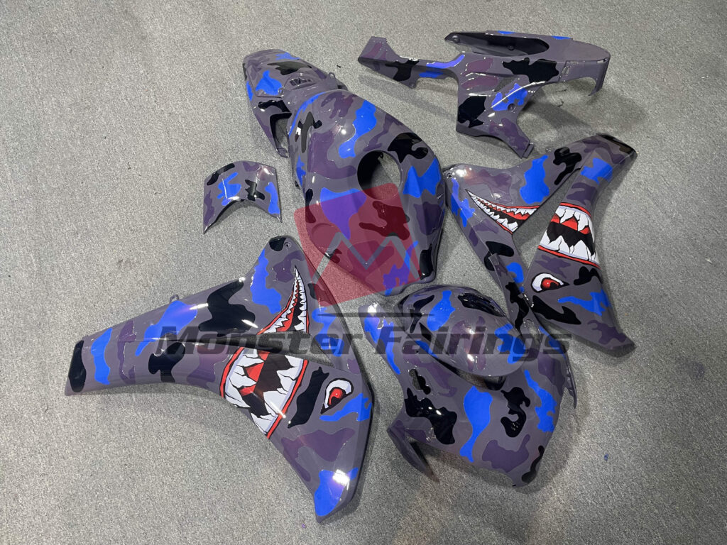 Honda CBR1000RR custom ABS fairings 2008 - 2011 in Purple & Blue Camo Shark - durable replacement kit, Monster Fairings