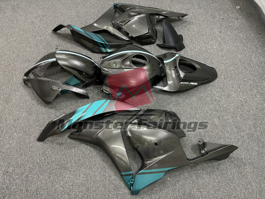 2009 - 2012 Honda CBR600RR Titanium Gray Emerald Green fairing set - ABS injection, custom painted by Monster Fairings
