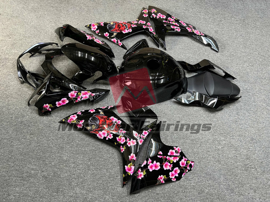 2011 - 2025 Suzuki GSXR 600 - 750 Gloss Black Oni Mask fairing set - ABS injection, custom painted by Monster Fairings