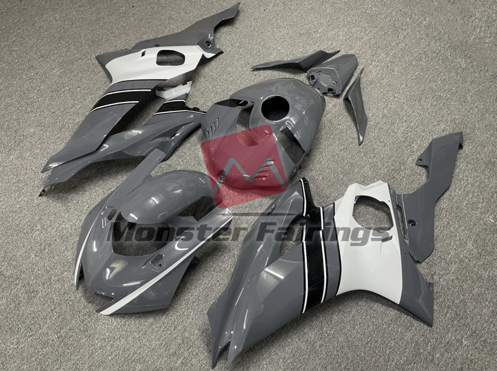 2017 - 2022 Yamaha R6 Nardo Grey White fairing set - ABS injection, custom painted by Monster Fairings