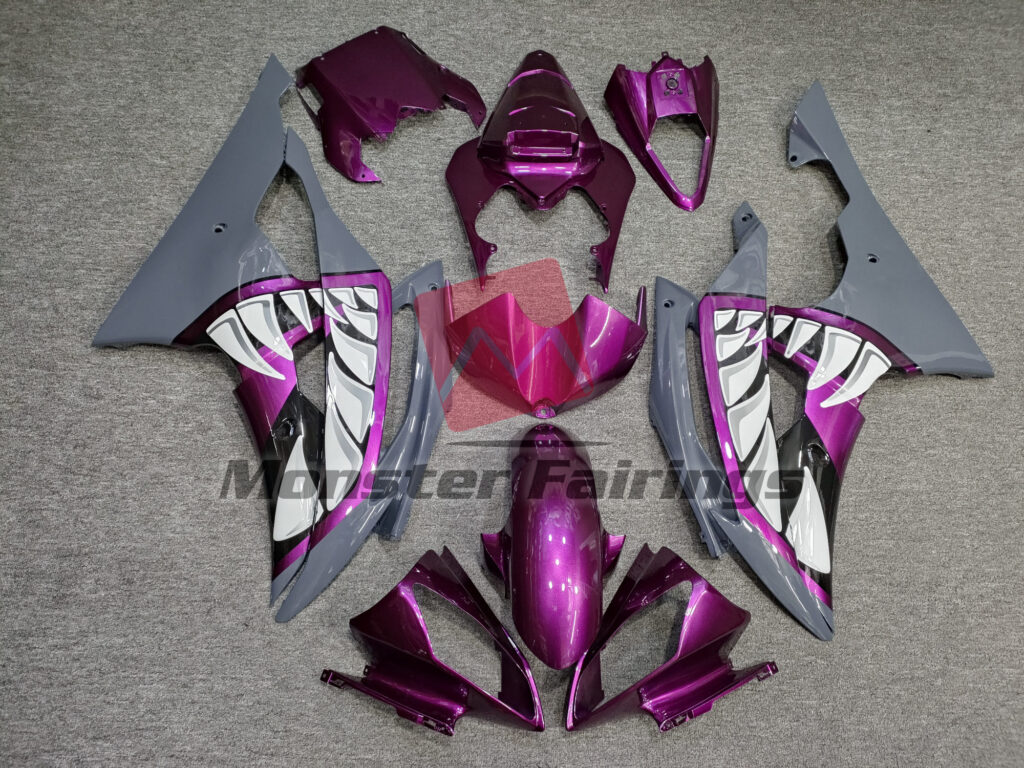 Yamaha R6 2008 - 2016 Gloss Deep Purple & Nardo Shark ABS fairings - custom motorcycle bodywork kit by Monster Fairings