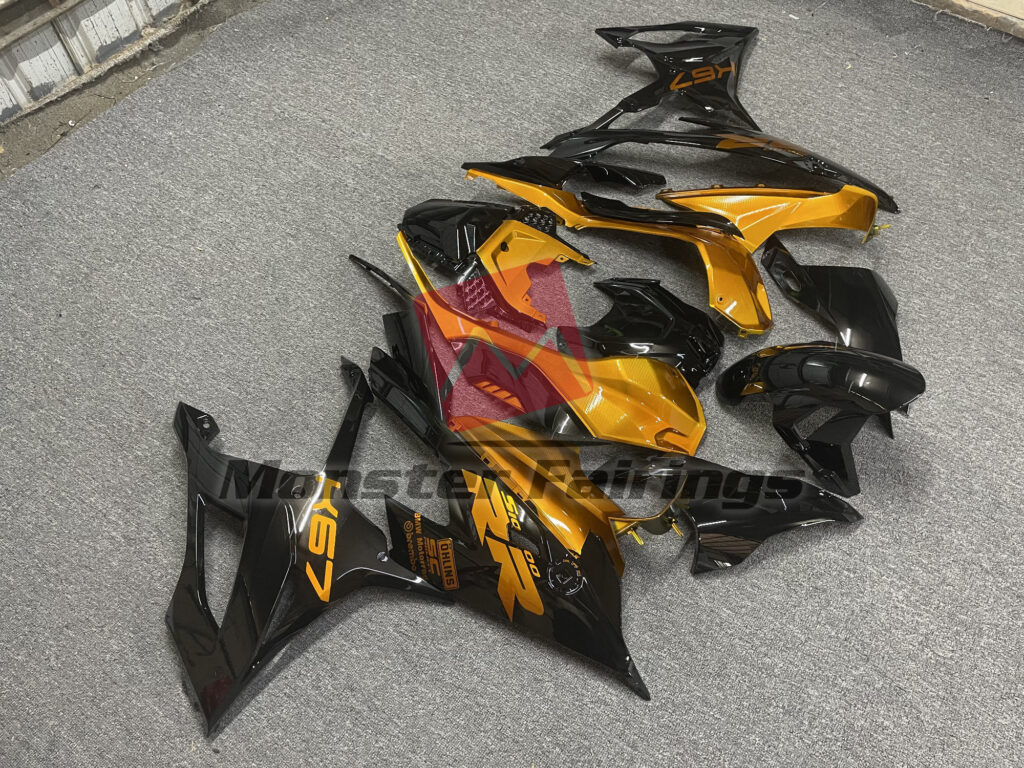 Gloss Black Gold ABS fairings for BMW S1000RR 2019 - 2022 - premium OEM fit kit by Monster Fairings