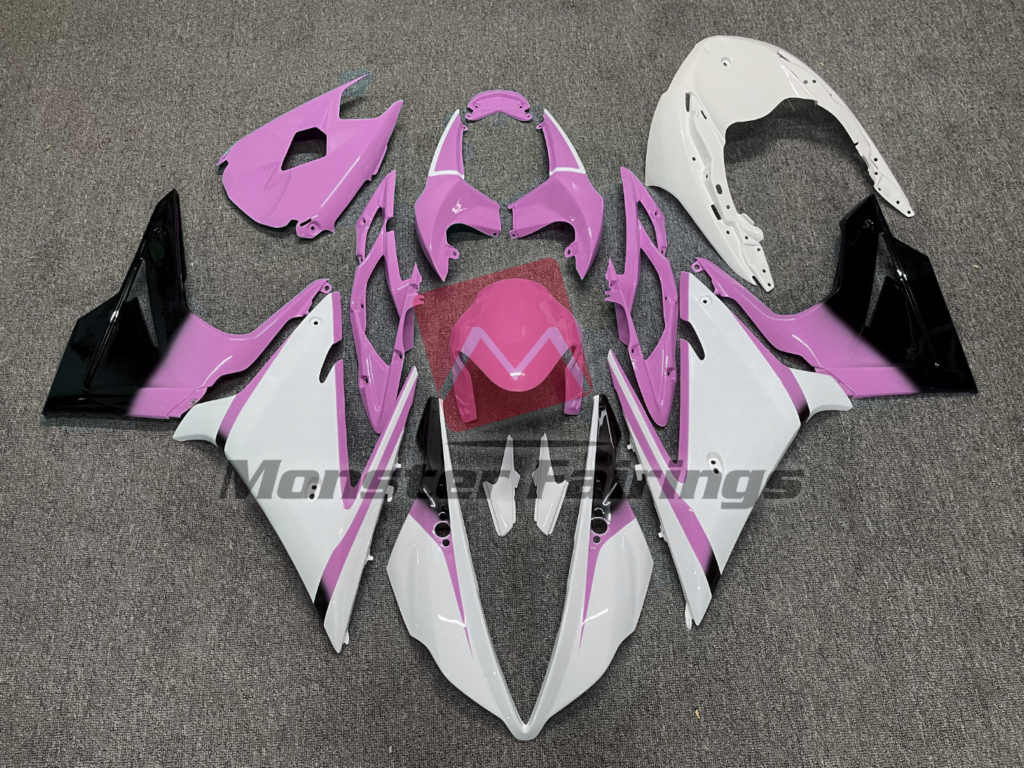 Triumph Daytona 675 2013 - 2017 Gloss White Baby Pink ABS fairings - custom motorcycle bodywork kit by Monster Fairings