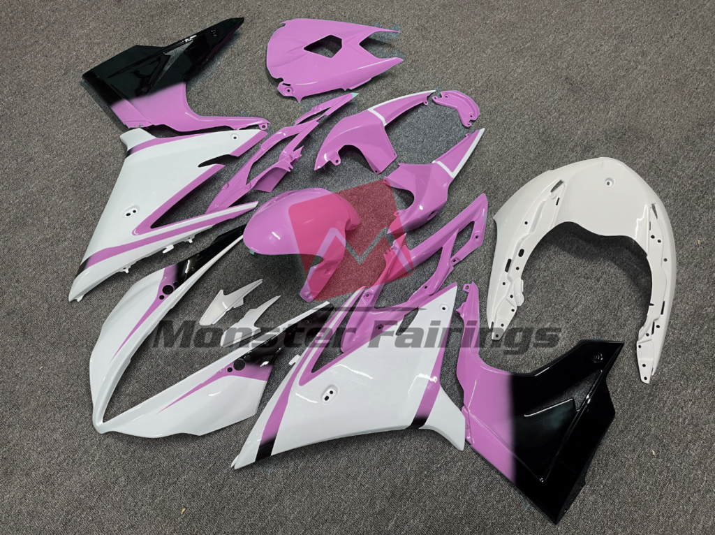 Triumph Daytona 675 custom ABS fairings 2013 - 2017 in Gloss White Baby Pink - durable replacement kit, Monster Fairings