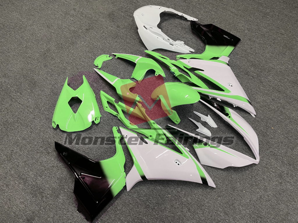 Gloss White Pale Green ABS fairings for Triumph Daytona 675 2013 - 2017 - premium OEM fit kit by Monster Fairings