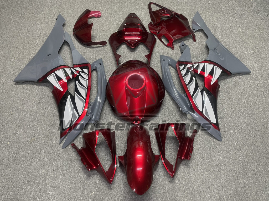 Yamaha R6 2008 - 2016 Deep Red Nardo Shark ABS fairings - custom motorcycle bodywork kit by Monster Fairings