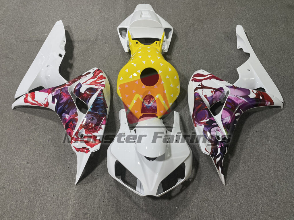 Honda CBR1000RR 2006 - 2007 Gloss White Demon Slayer ABS fairings - custom motorcycle bodywork kit by Monster Fairings