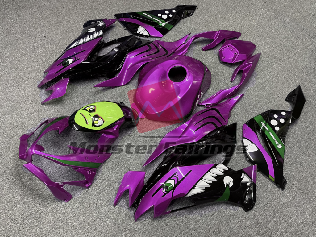 Kawasaki ZX6R custom ABS fairings 2019 - 2023 in Gloss Purple Rossi Shark - durable replacement kit, Monster Fairings