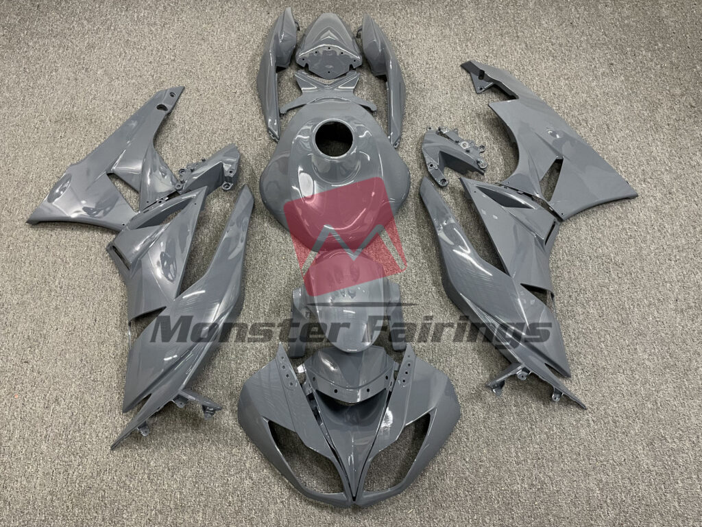 Kawasaki ZX6R 2009 - 2012 Gloss Nardo Gray ABS fairings - custom motorcycle bodywork kit by Monster Fairings