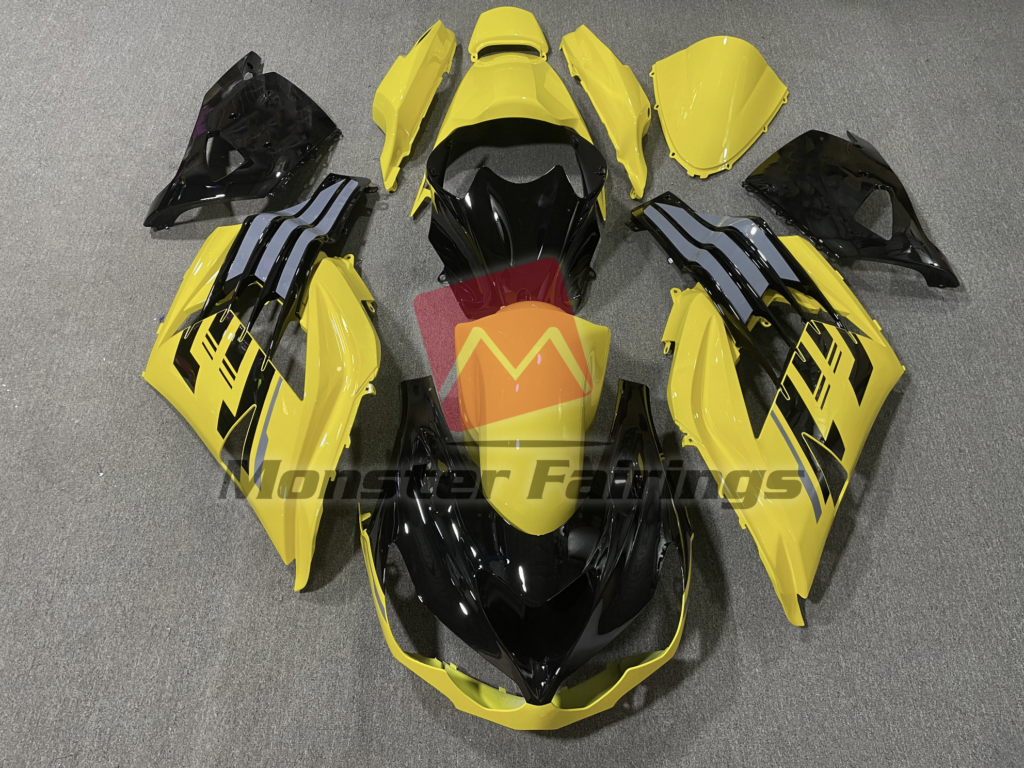 Kawasaki ZX14R 2012 - 2024 Gloss Yellow Black ABS fairings - custom motorcycle bodywork kit by Monster Fairings