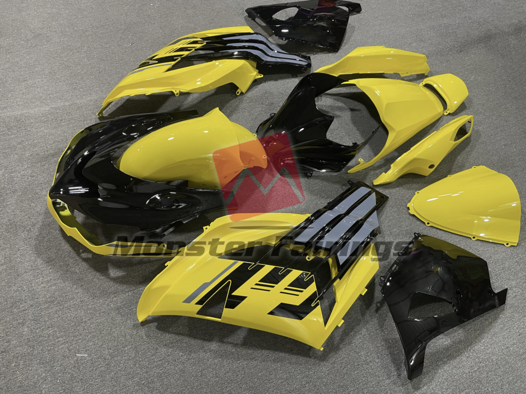 Kawasaki ZX14R custom ABS fairings 2012 - 2024 in Gloss Yellow Black - durable replacement kit, Monster Fairings
