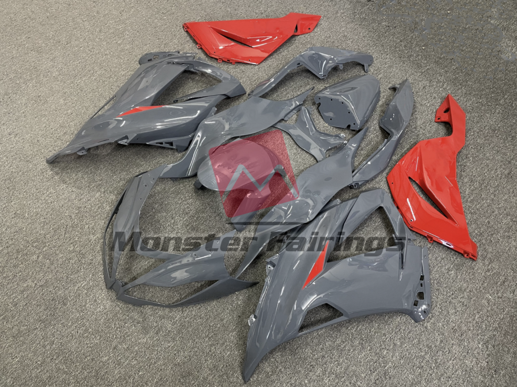 Kawasaki ZX6R custom ABS fairings 2013 - 2018 in Nardo and Orange - durable replacement kit, Monster Fairings