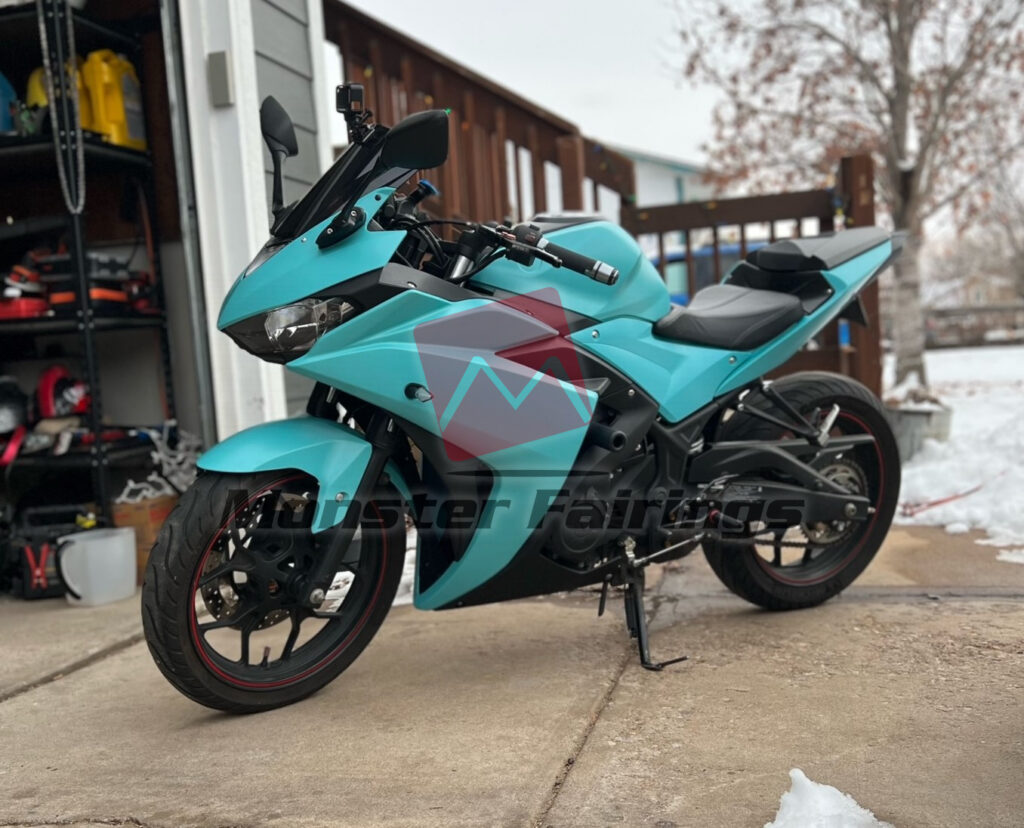 Monster Fairings ABS fairing kit for Yamaha R3 2014 - 2018 - Matte Baby Blue, precise OEM fit