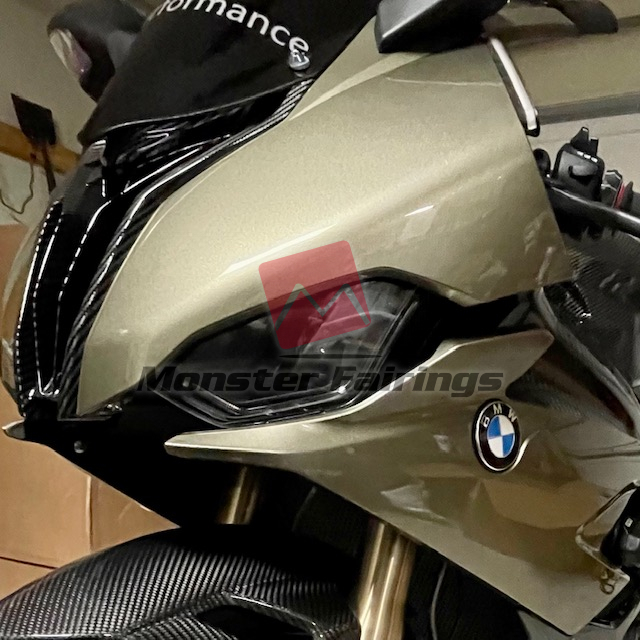 BMW S1000RR 2019 - 2022 ABS fairings, Moss Green and Carbon Fiber Style - high - quality motorcycle kit by Monster Fairings