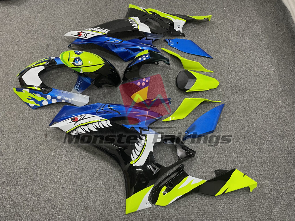2017 - 2022 Yamaha R6 White Shark fairing set - ABS injection, custom painted by Monster Fairings