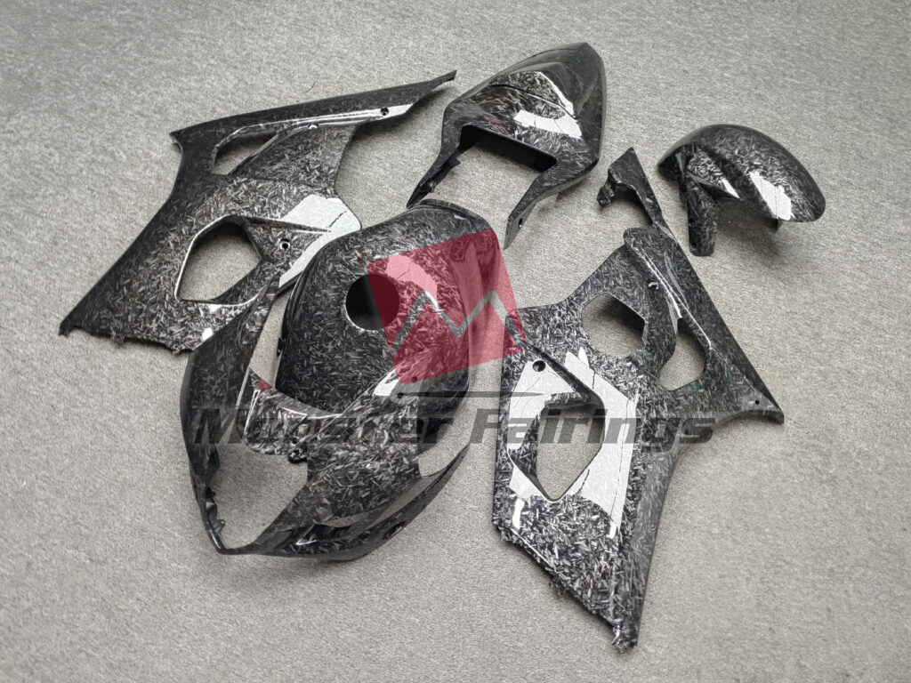 2003 - 2004 Suzuki GSXR 1000 Gloss Forged Carbon Fiber Style fairing set - ABS injection, custom painted by Monster Fairings