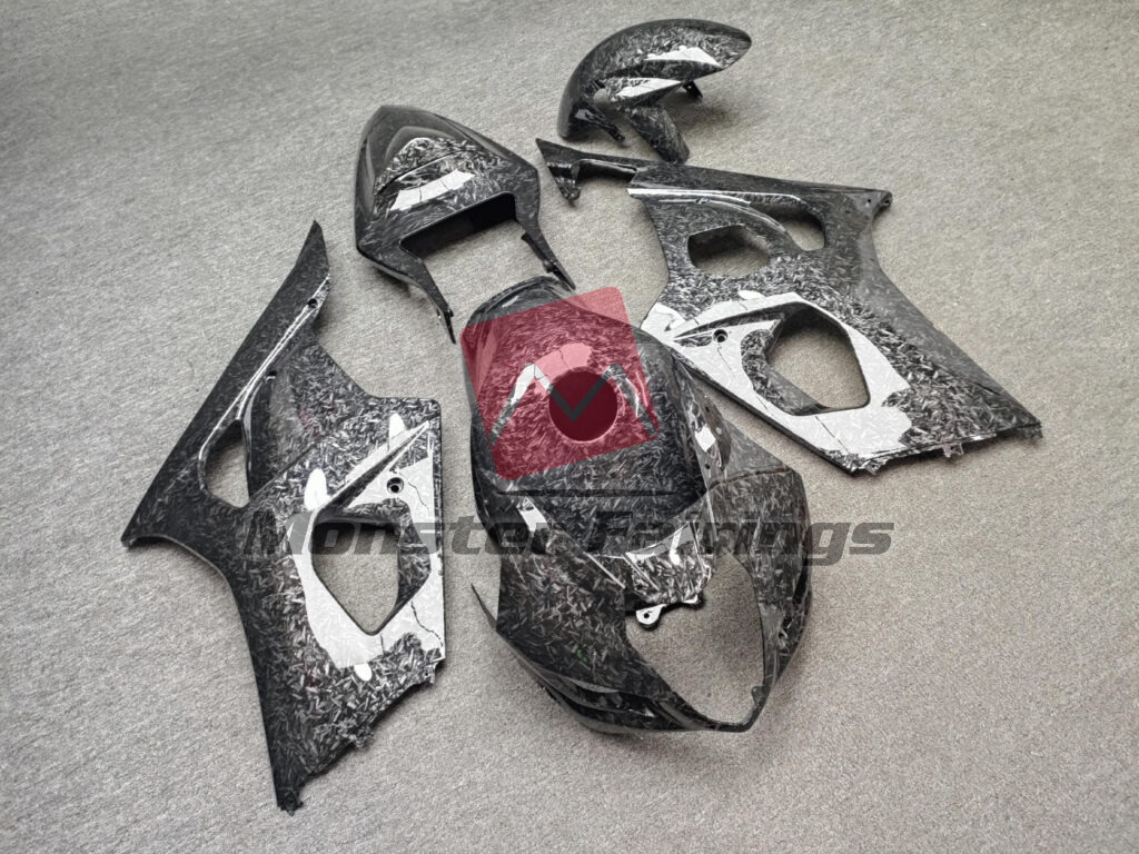 Gloss Forged Carbon Fiber Style ABS fairings for Suzuki GSXR 1000 2003 - 2004 - premium OEM fit kit by Monster Fairings