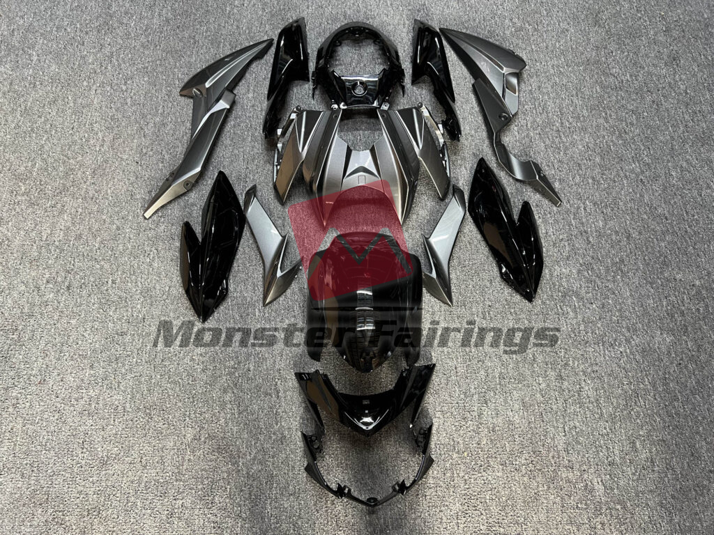 Suzuki GSXS 750 2017 - 2022 Gloss Black & and Silver ABS fairings - custom motorcycle bodywork kit by Monster Fairings