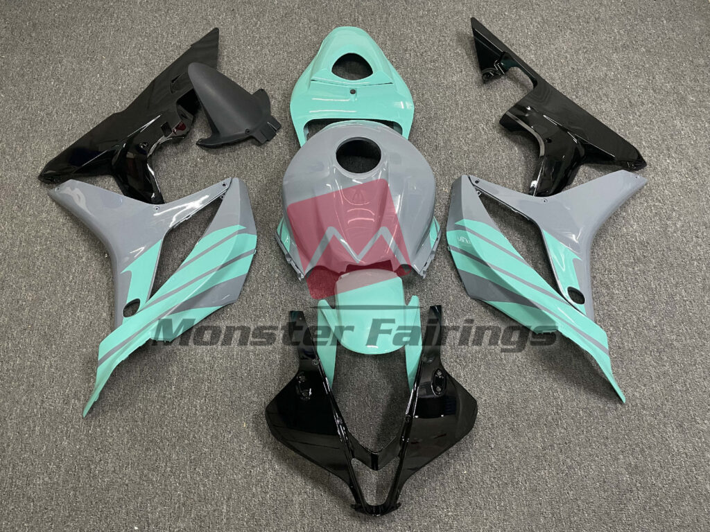Honda CBR600RR 2007 - 2008 Gloss Nardo Gray Black & Teal ABS fairings - custom motorcycle bodywork kit by Monster Fairings