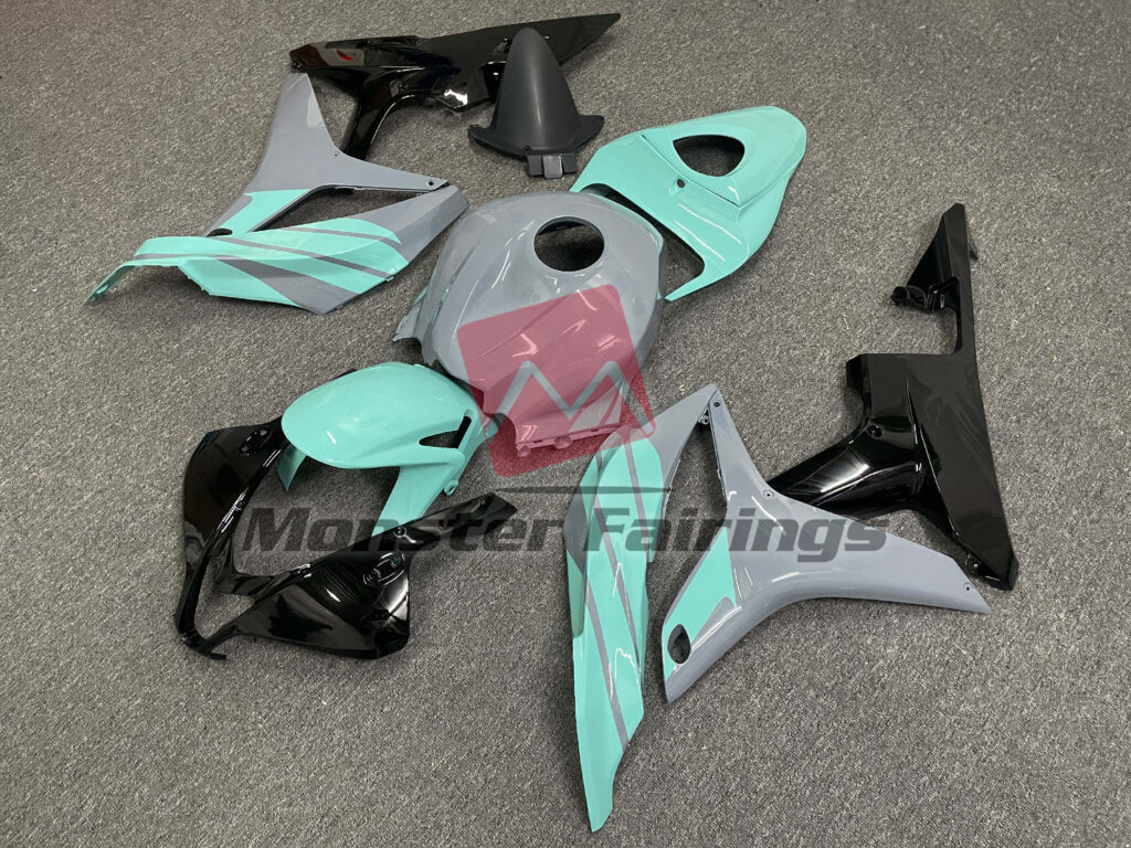 Gloss Nardo Gray Black & Teal ABS fairings for Honda CBR600RR 2007 - 2008 - premium OEM fit kit by Monster Fairings