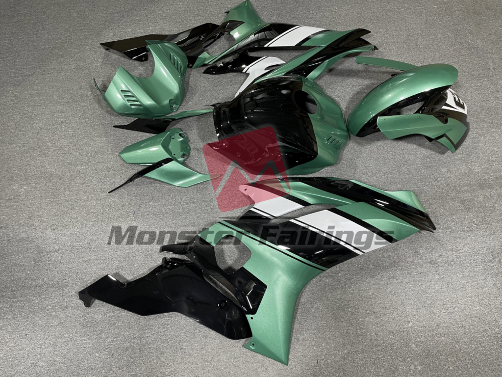 2017 - 2022 Yamaha R6 Teal Black and White fairing set - ABS injection, custom painted by Monster Fairings