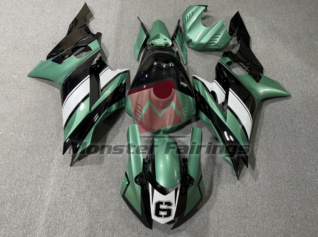 Yamaha R6 2017 - 2022 Teal Black and White ABS fairings - custom motorcycle bodywork kit by Monster Fairings