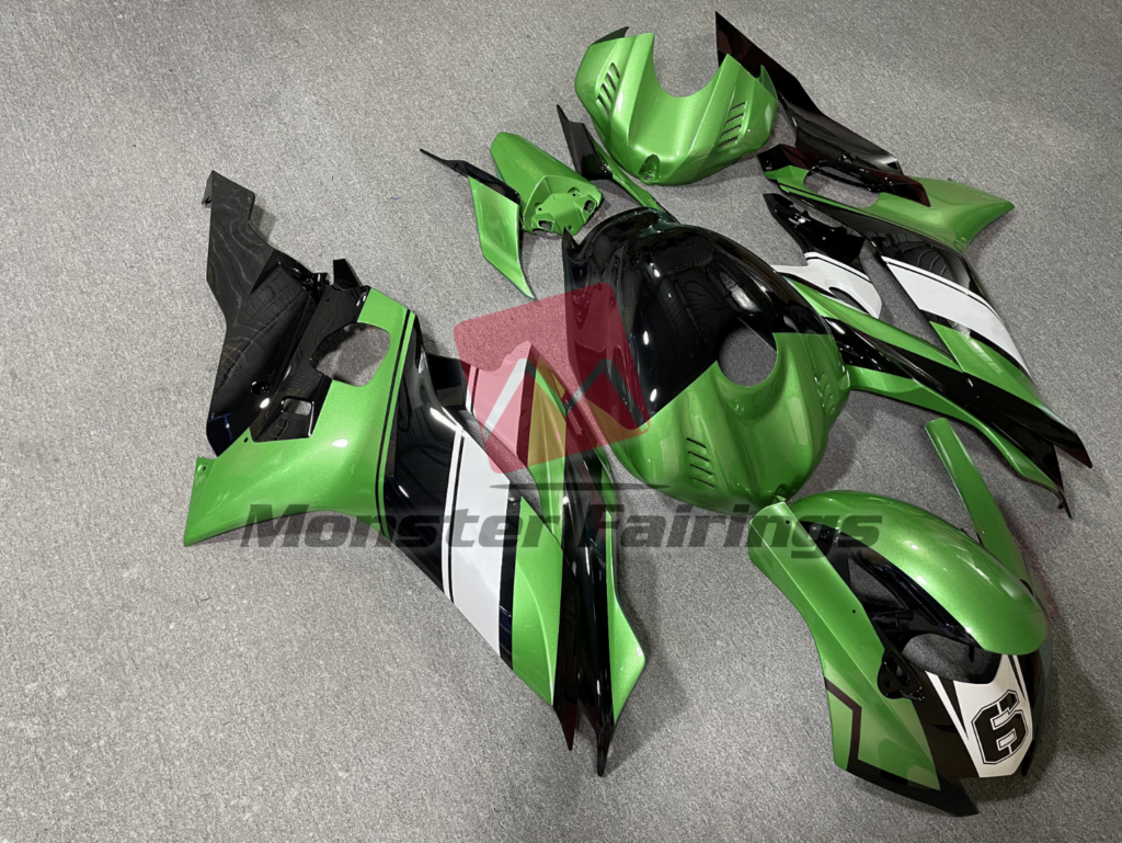 Green Black and White ABS fairings for Yamaha R6 2017 - 2022 - premium OEM fit kit by Monster Fairings