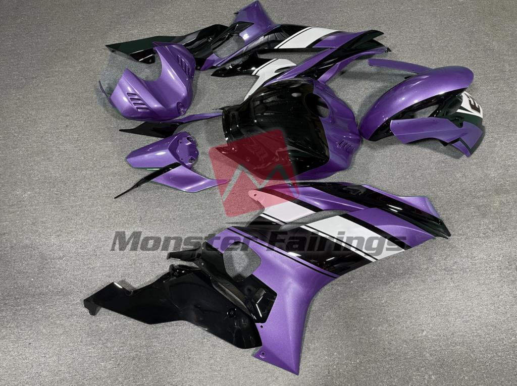 2017 - 2022 Yamaha R6 Purple Black and White fairing set - ABS injection, custom painted by Monster Fairings