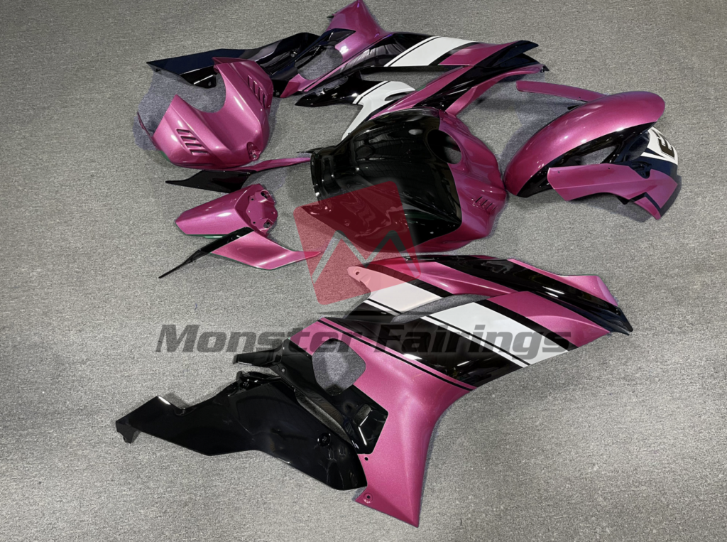 2017 - 2022 Yamaha R6 Pink Black and White fairing set - ABS injection, custom painted by Monster Fairings