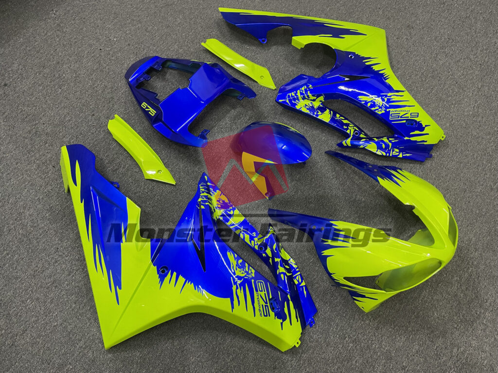 Blue and High Vis Yellow ABS fairings for Triumph Daytona 675 2009 - 2012 - premium OEM fit kit by Monster Fairings