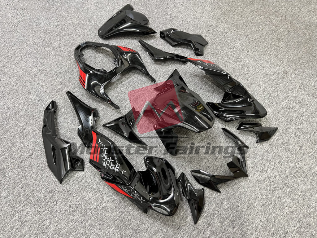 Kawasaki Z900 custom ABS fairings 2020 - 2022 in Gloss Black with Red - durable replacement kit, Monster Fairings