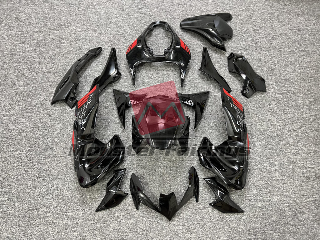 Kawasaki Z900 2020 - 2022 Gloss Black with Red ABS fairings - custom motorcycle bodywork kit by Monster Fairings