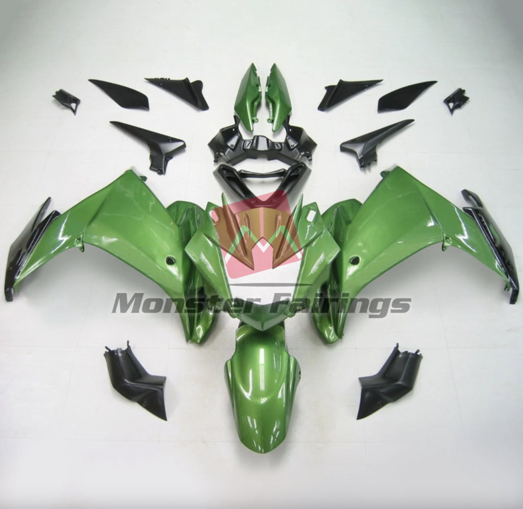 Yamaha FZ6R 2009 - 2015 Gloss Green ABS fairings - custom motorcycle bodywork kit by Monster Fairings
