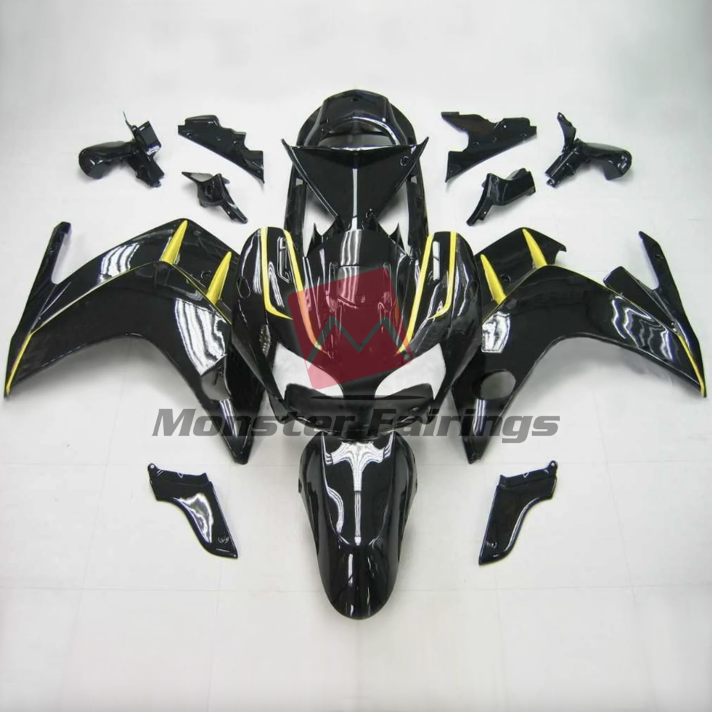 Yamaha FJR 1300 2000 - 2005 Gloss Black with Yellow ABS fairings - custom motorcycle bodywork kit by Monster Fairings