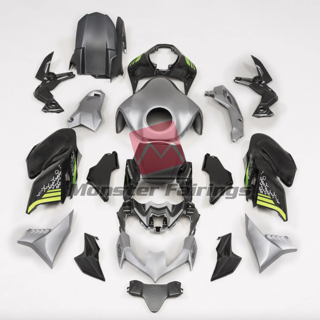 Kawasaki Z900 2020 - 2024 Silver and Black with Accents ABS fairings - custom motorcycle bodywork kit by Monster Fairings