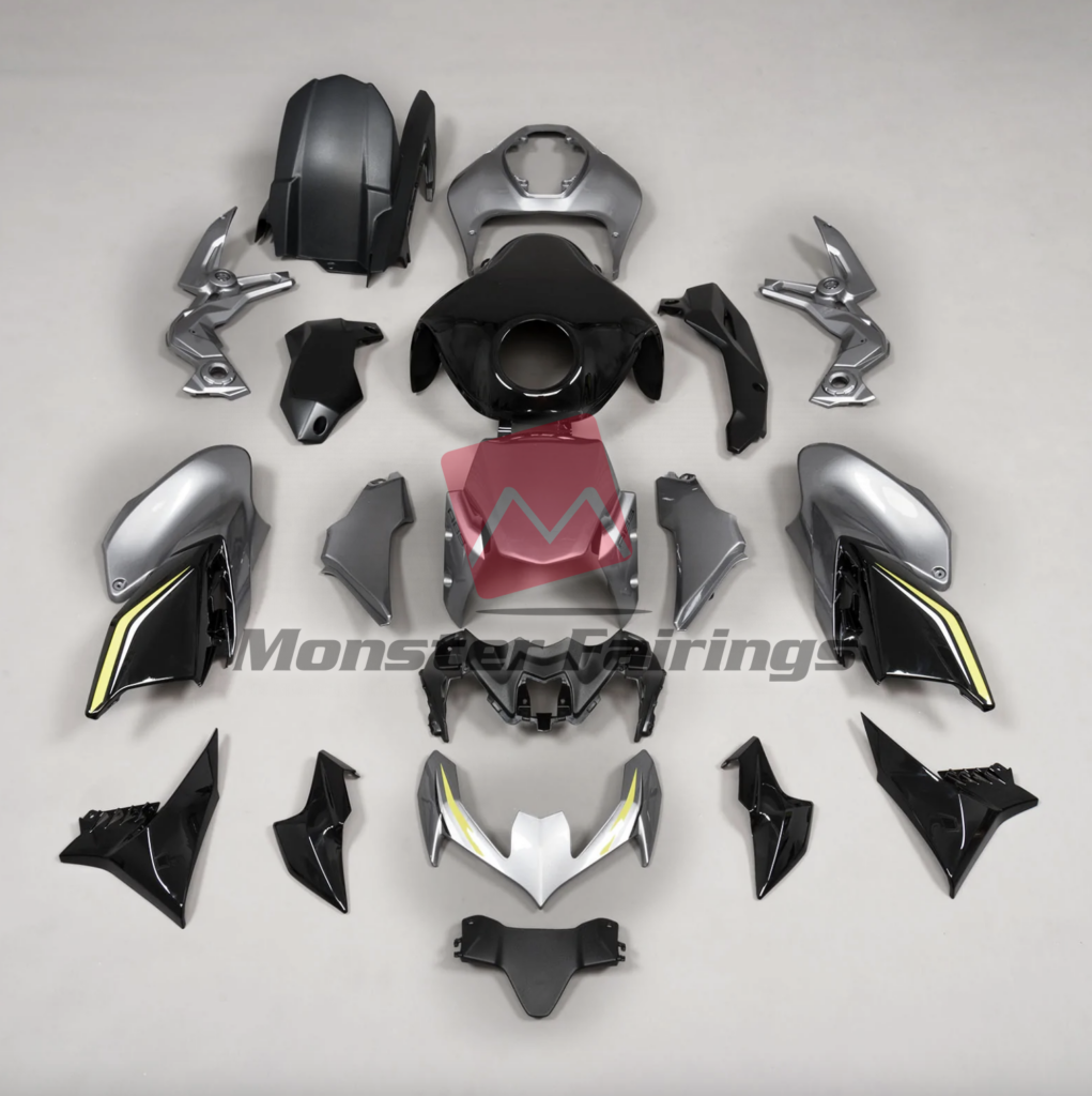 Kawasaki Z900 2020 - 2024 Black and Silver ABS fairings - custom motorcycle bodywork kit by Monster Fairings