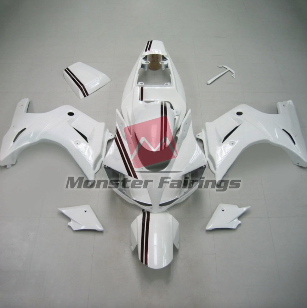 Suzuki SV650 2003 - 2011 Gloss White with Stripe ABS fairings - custom motorcycle bodywork kit by Monster Fairings