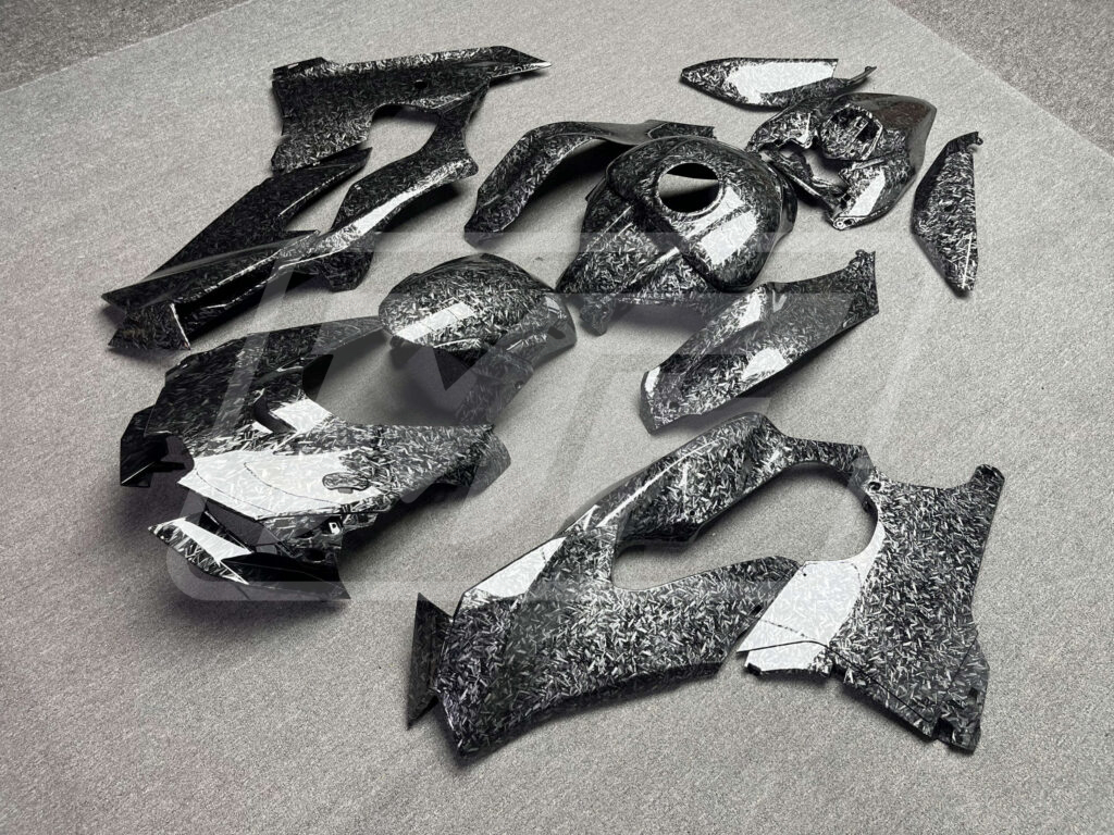 Kawasaki ZX - 10R custom ABS fairings 2021 - 2025 in Gloss Forged Carbon Fiber Style - durable replacement kit, Monster Fairings