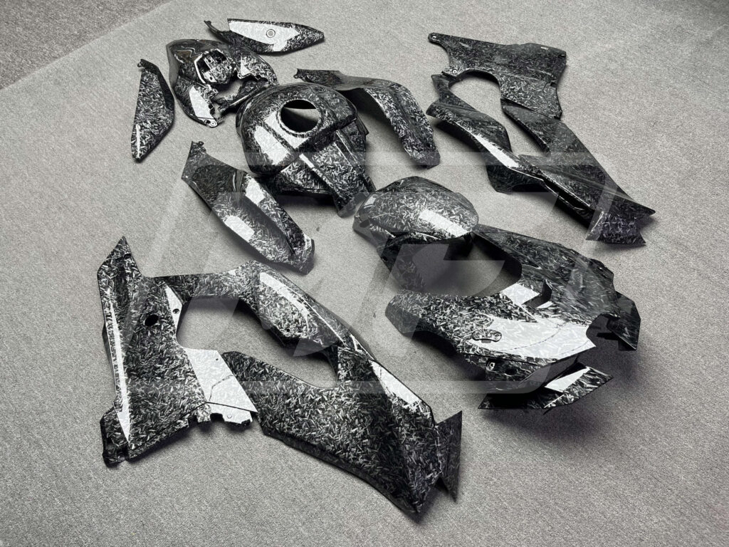 2021 - 2025 Kawasaki ZX - 10R Gloss Forged Carbon Fiber Style fairing set - ABS injection, custom painted by Monster Fairings