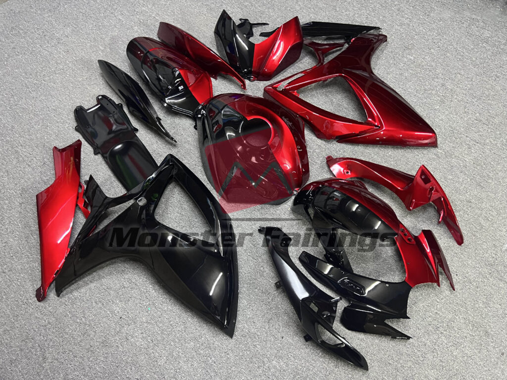 Half Red and Black ABS fairings for Suzuki GSXR 600 - 750 2006 - 2007 - premium OEM fit kit by Monster Fairings