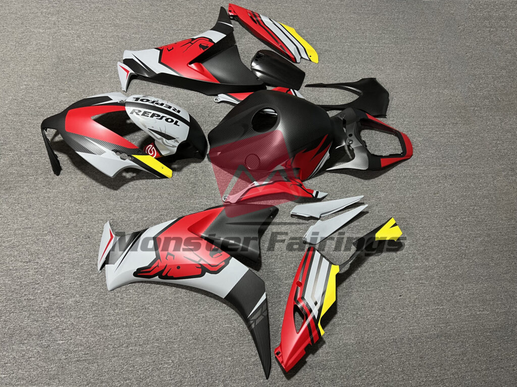 2012 - 2016 Honda CBR1000RR Matte Custom Bull Carbon Fiber Style fairing set - ABS injection, custom painted by Monster Fairings