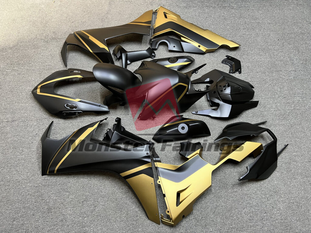 2017 - 2025 Honda CBR1000RR Matte Black with Gold fairing set - ABS injection, custom painted by Monster Fairings