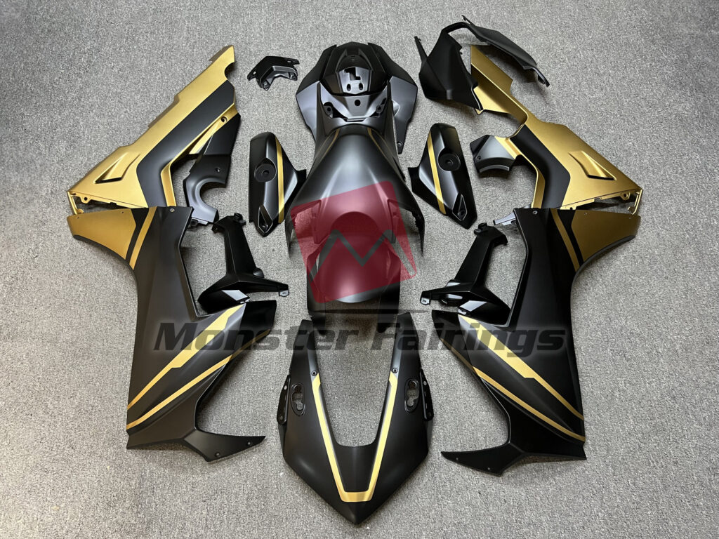 Honda CBR1000RR 2017 - 2025 Matte Black with Gold ABS fairings - custom motorcycle bodywork kit by Monster Fairings