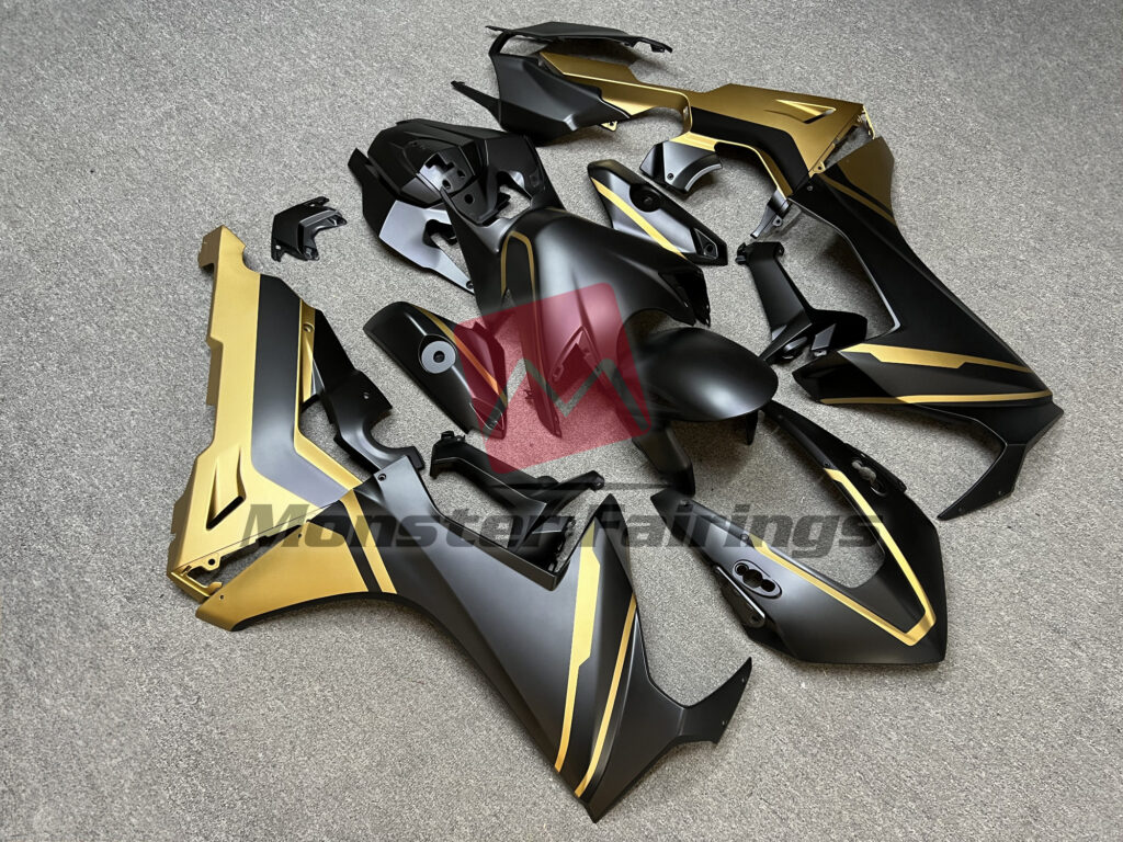 Honda CBR1000RR custom ABS fairings 2017 - 2025 in Matte Black with Gold - durable replacement kit, Monster Fairings