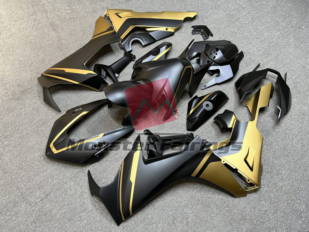 Matte Black with Gold ABS fairings for Honda CBR1000RR 2017 - 2025 - premium OEM fit kit by Monster Fairings