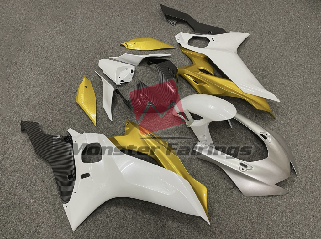 Silver White and Gold ABS fairings for Yamaha R6 2017 - 2022 - premium OEM fit kit by Monster Fairings