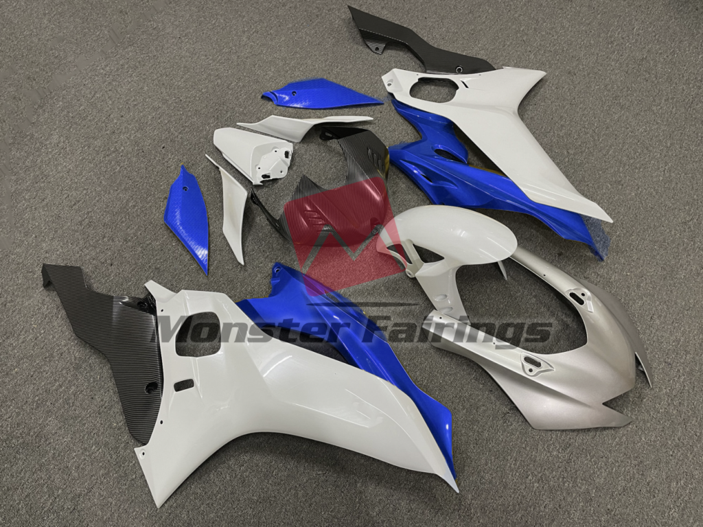 Silver White and Blue ABS fairings for Yamaha R6 2017 - 2022 - premium OEM fit kit by Monster Fairings