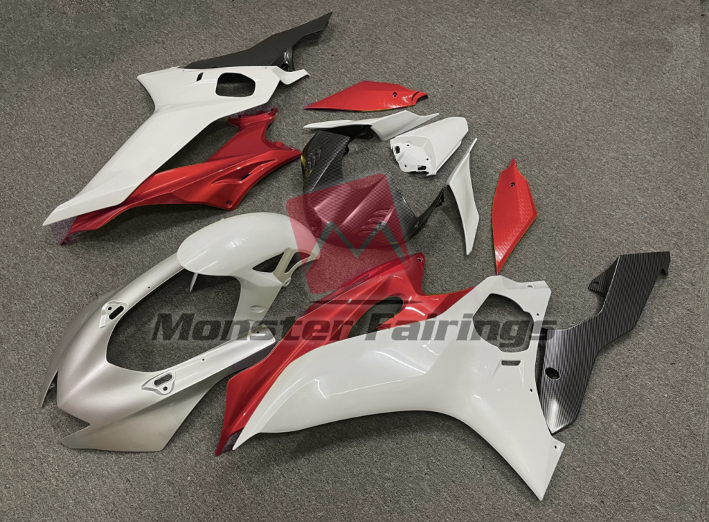 Yamaha R6 custom ABS fairings 2017 - 2022 in Silver White and Red - durable replacement kit, Monster Fairings