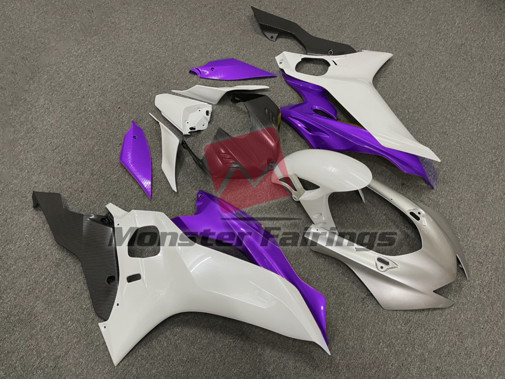 Silver White and Purple ABS fairings for Yamaha R6 2017 - 2022 - premium OEM fit kit by Monster Fairings