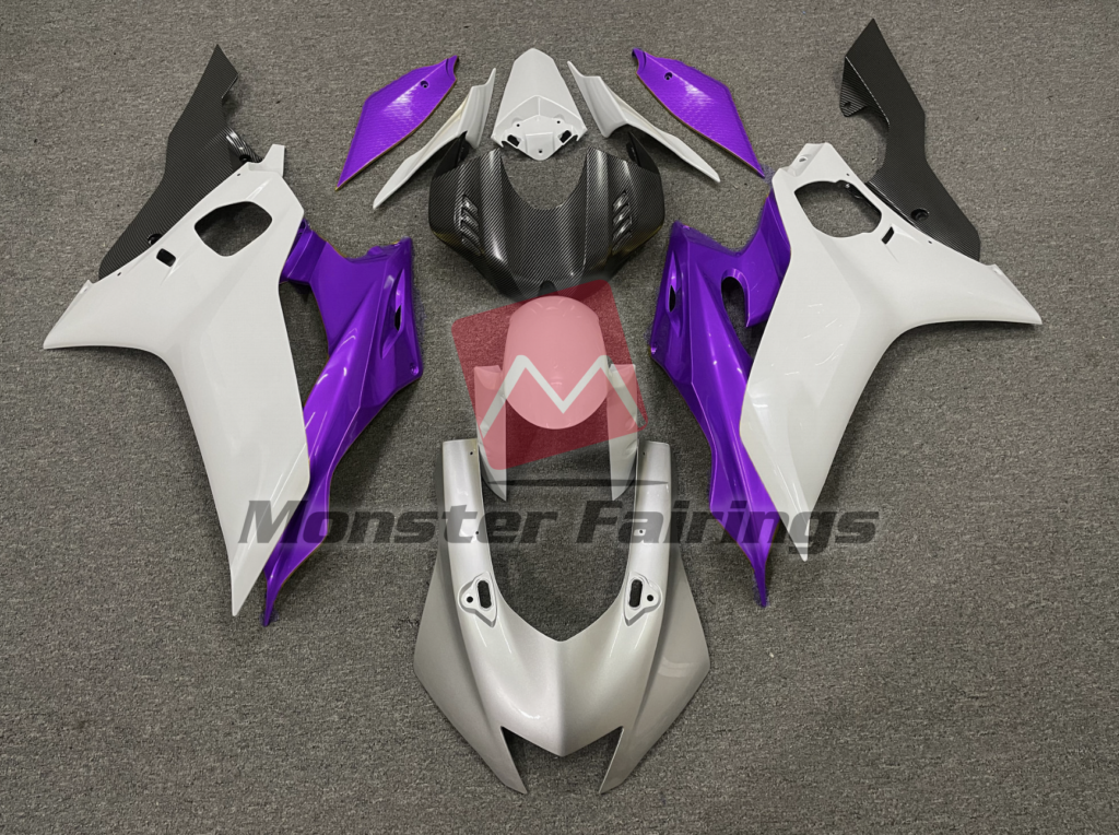 Yamaha R6 2017 - 2022 Silver White and Purple ABS fairings - custom motorcycle bodywork kit by Monster Fairings
